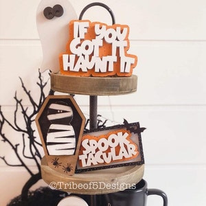 Halloween Tiered Tray Svg | Halloween Tier Tray Svg | Ghost Tiered Tray Svg | Fall Tiered Tray Svg | Laser Ready Files | Glowforge Files |