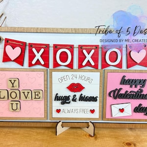 Valentines Day Interchangeable Shelf Sitter Sign | Interchangeable Sign Svg Files | Valentines Day Signs Svg | Valentines Day Shelf Sitter |