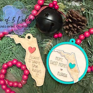 Florida Ornamente Dekor | Personalisierte Florida Ornamente geschnitten Datei | Florida Auto Anhänger geschnitten Datei | Haus, süßes Haus FloridaSvg | Glowforge Dateien SVG |