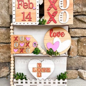 Valentinstag Gestufte Tablett Svg | Valentinstag Tier Tablett Svg | Vday Tiered Tray Svg | Vday Tier Tray Svg | Glowforge Dateien | Laserdateien |