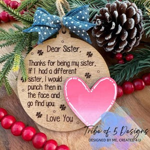 Adornos de hermana Svg / Adornos de hermana personalizados Svg / Adornos Glowforge Svg / Adornos láser Svg / Adornos navideños Svg /