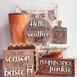 Pumpkin Spice Latter Tiered Tray svg / Pumpkin Spice Coffee Tiered Tray / Coffee Tiered Tray svg / Fall Kitchen Tiered Tray / Coffee svg /