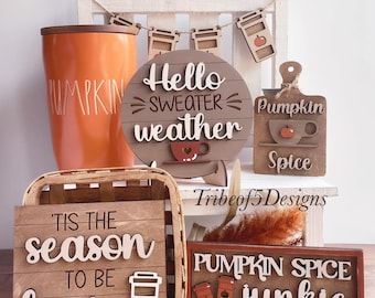 Pumpkin Spice Latter Tiered Tray svg | Pumpkin Spice Coffee Tiered Tray | Coffee Tiered Tray svg | Fall Kitchen Tiered Tray | Coffee svg |