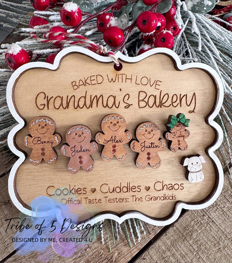 Grandma's Bakery Ornament Shelf Sitter Svg | Grandkids Ornaments Svg | Personalized Grandparent Ornaments Svg | Personalized Grandkids Svgs