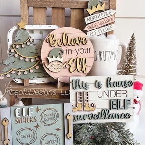 Elf gelaagde lade SVG | Elf niveau lade SVG | Kerst gelaagde lade Svg | Laser klaar bestanden SVG | Glowforge bestanden SVG | Kerstborden Svg |
