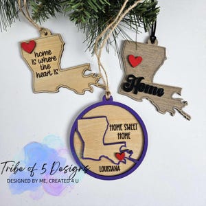 Louisiana State Ornament Svg | Personalized Louisiana Ornament Svg | Home Sweet Home Louisiana Svg | Louisiana Car Charm Svg |