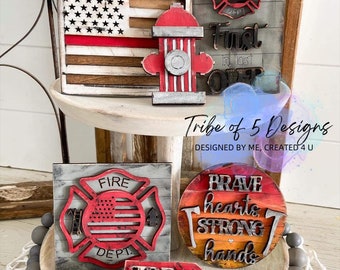 Firefighter Tiered Tray Svg | Fire Fighter Tiered Tray Svg | Firefighter Signs Svg | Firefighter Decor Svg | Firefighter Svg Files |