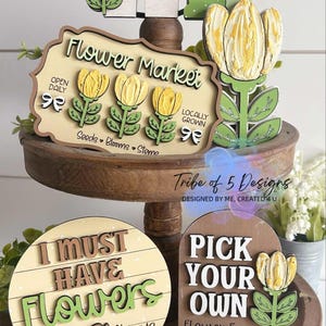 Spring Tiered Tray Svg | Spring FLower Tiered Tray Svg | Flower Market Tiered Tray Svg | Spring Shelf Sitters Svg | Flower Shelf Sitters |