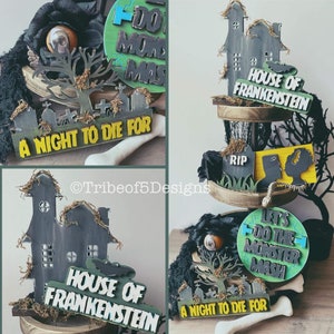 Frankenstein Tiered Tray Svg | Frankenstein Signs Svg | Halloween Tiered Tray Svg | Halloween Tier Tray Svg | Laser Ready Files | Glowforge