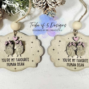 Du bist meine Lieblingsmensch Bohne | Freund Weihnachtsverzierungen zwart | Bester Freund Ornamente SVG | Weihnachten Laser Ornamente geschnitten Datei | Lustige Cliparts