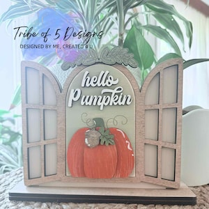 Interchangeable Shelf Sitter Insert Svg | Table Top Interchangeable Sign Svg | Hello Pumpkin Sign Svg | Fall Shelf Sitter Svg | Fall Signs