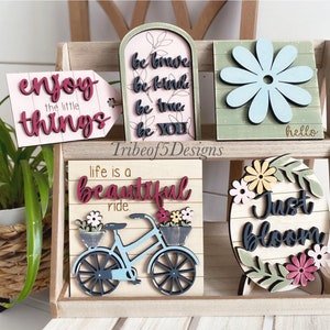 Spring Tiered Tray Svg | Spring Tier Tray Svg | Life Is Beautiful Signs Svg | Laser Ready Files | Glowforge Files Svg | Spring Signs Svg |