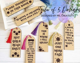 Wood Bookmarks Svg | Wooden Bookmarks Svg | Funny Bookmarks Svg | Laser Ready Files | Glowforge Bookmarks Svg | Laser Bookmarks Svg |