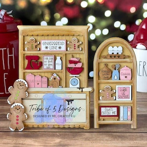 Lebkuchenstall Shelf Sitters svg | Regal Sicker Weihnachten Hutch | Lebkuchen Shelf Sitters geschnitten Datei | Weihnachten Shelf Sitter SVG |