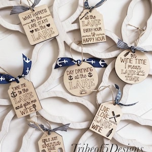 Wine Tags Svg | Wine Lake Tags Svg | Lake Tags Svg | Wine Keychains Svg | Wood Lake Signs Svg | Laser Ready Files | Wood Wine Tags SVg |