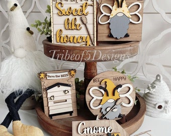 Honey Bee Tiered Tray Svg | Gnome Honey Bee Tiered Tray Svg | Honey Bee Tier Tray Svg | Gnome Tiered Tray Svg | Gnome Bee Tier Tray Svg |