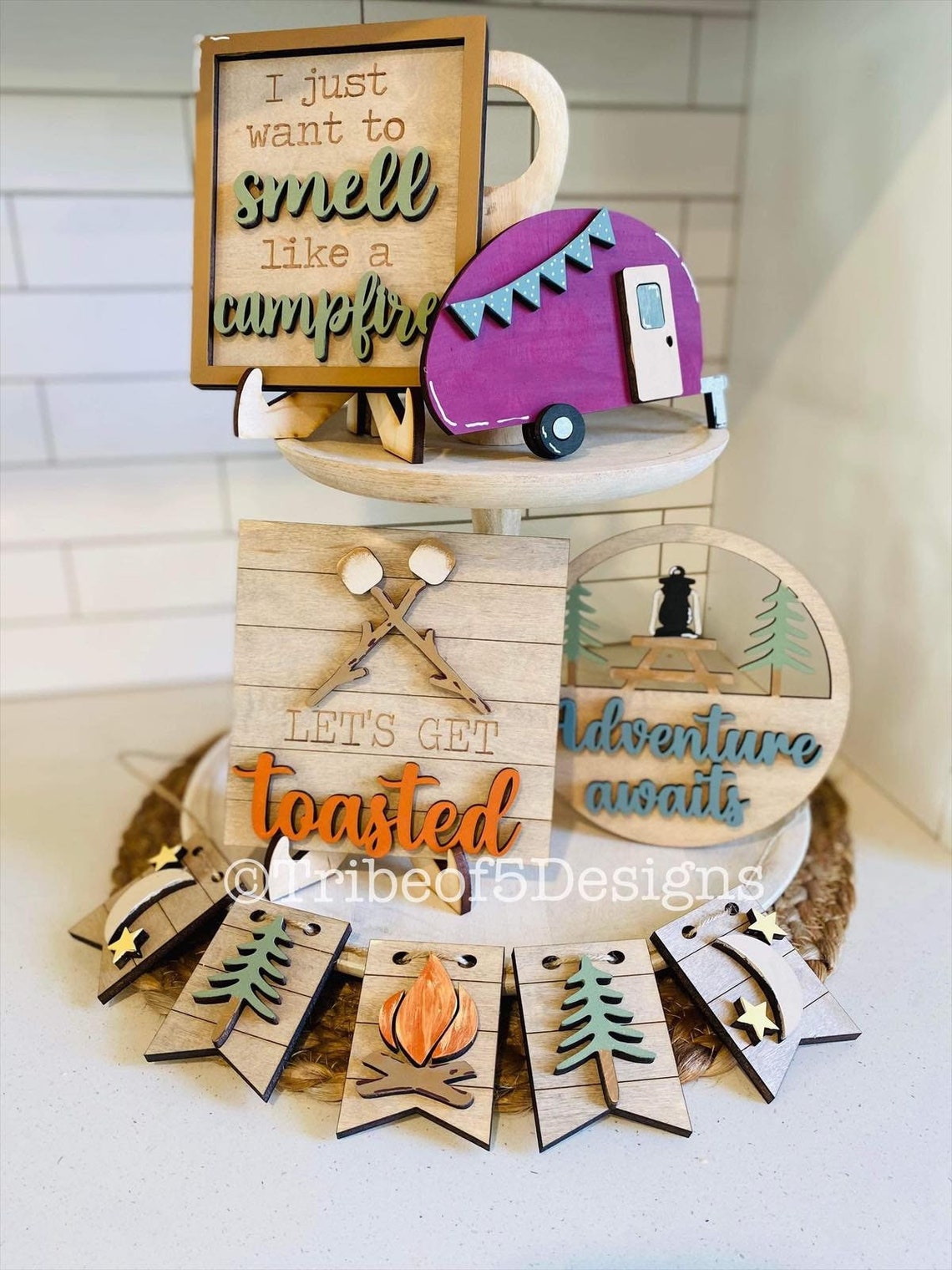 Camping Tiered Tray Svg | Camping Tier Tray Svg | Camper Signs Svg ...