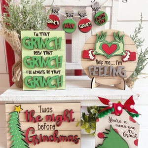 Grinch Tiered Tray Svg | Grinch Tier Tray Svg | Grinch Signs Svg | Grinch SVG | Laser Ready Files Svg | Glowforge Files Svg | Christmas Svg