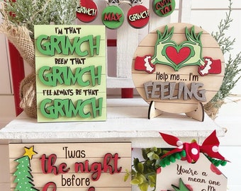 Bandeja escalonada del Grinch Svg / Bandeja escalonada del Grinch Svg / Letreros del Grinch Svg / Grinch SVG / Archivos listos para láser Svg / Archivos Glowforge Svg / Navidad Svg