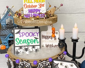 Halloween Tiered Tray Svg | Halloween Signs Svg | Halloween Tier Tray Svg | Glowforge Files | Laser Ready Files | Glowforge Svg |