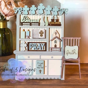 Faith Hutch Kantenhocker | Hutch Kantenhocker | Glaube Zeichen zwart | Kantenhocker | Holz Kantenhocker | Glaube Dekor zwart | Hutch SVG |