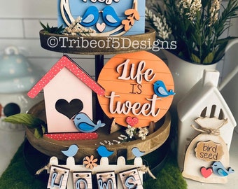 Birdhouse Tiered Tray Svg | Bird Tiered Tray Svg | Birds Tier Tray Svg | Glowforge Files | Laser Ready Files | Glowforge Svg | Laser Svgs |