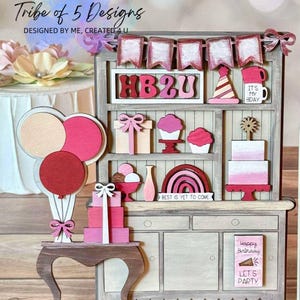 Geburtstags-Hutch KantensitzerSvg | Geburtstag KantensitzerSvg | Geburtstag Zeichen | Hölzerne Regal Sitters SVG | Digitale Laser-Dateien geschnitten Datei |