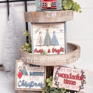 Christmas Tiered Tray Svg | Christmas Tier Tray Svg | Christmas Signs Svg | Laser Ready Files | Glowforge Files | Glowforge Svg |