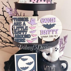 Bat Tiered Tray Svg | Halloween Tiered Tray Svg | Halloween Signs Svg | Halloween Tier Tray Svg | Halloween Decor | Laser Ready Files Svg |