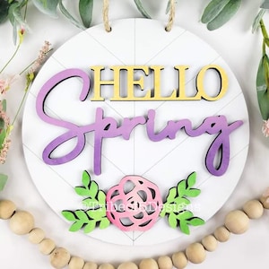 Spring Door Sign Svg | Spring Door Hang Svg | Hello Spring Sign Svg | Laser Ready Files | Glowforge Files | Glowforge Svg | Laser Svg |