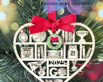 Basketball Ornaments Svg | Personalized Basketball Ornaments Svg | Wooden Laser Ornaments Svg | Sport Ornaments Svg | Basketball Player Gift