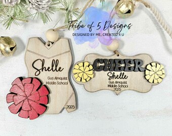Personalized Cheer Ornaments Svg | Personalized Cheerleading Ornaments Svg | Cheer Car Charms Svg | Cheerleader Car Charms Svg | Cheer Svgs