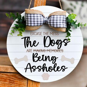 Funny Dog Signs Svg | Dog Door Hangers | Front Door Hangers | Front Door Signs Svg | Dog Signs Svg | Laser Ready Files | Glowforge Signs Svg