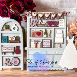 Wedding Shelf Sitters Svg | Just Married Shelf SItters Svg | Wedding Tiered Tray Svg | Hutch Shelf SItter | Bride Tiered Tray Svg |