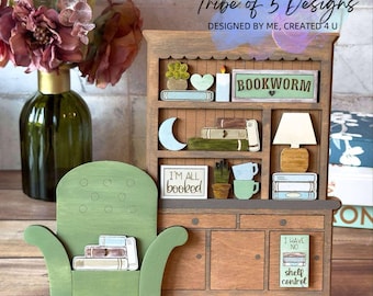 Buchliebhaber Hutch Shelf Sitter | Bücherwurm Hutch Shelf Sitters | Buchliebhaber Zeichen | Buchliebhaber Shelf Sitters SVG | Bücherwurm |
