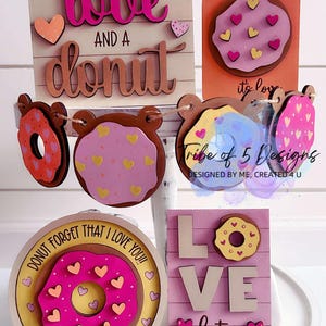Valentines Day Tiered Tray Signs Svg | Valentines Day Shelf Sitters Svg Files | VDay Signs Svg | Donut Valentine Svg | Valentine&#39;s Day Svgs