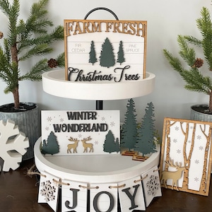 Weihnachtliches Tablett svg | Bauernhaus Weihnachts tablett svg | Bauernhof Fresh Christmas Tress Tiered Tablett svg | Weihnachtliches Tablett | svgs |