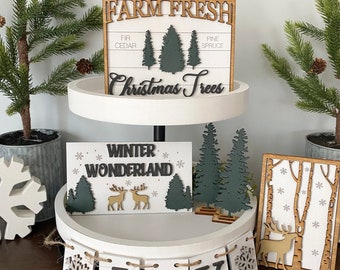 Christmas Tiered Tray svg | Farmhouse Christmas Tiered Tray svg | Farm Fresh Christmas Tress Tiered Tray svg | Christmas Tier Tray | svgs |