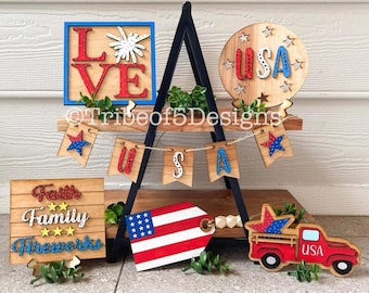4th Of July Tiered Tray Svg / 4th Of July Tier Tray Svg / Patriotic Tiered Tray Svg / USA Tiered Tray Svg / Holiday Tiered Tray Signs /