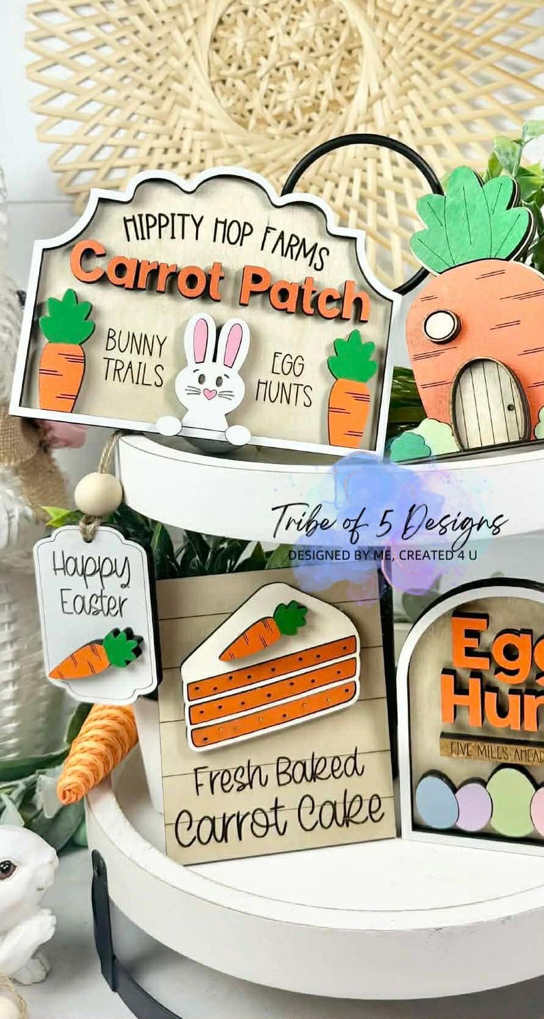 Easter Tiered Tray Svg | Carrot Patch Shelf Sitter Signs Svg | Easter ...