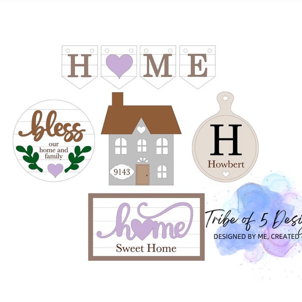 Home Tiered Tray Svg | Home Shelf Sitters Svg | Farmhouse Tiered Tray | Farmhouse Shelf SItters | Personalized Home Sign | Home Svg Files |