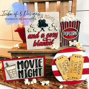 Bandeja escalonada para noche de cine Svg / Estantes para noche de cine Svg / Estantes para películas Svg / Letreros de películas Svg / Letreros de bandeja escalonada Svg /