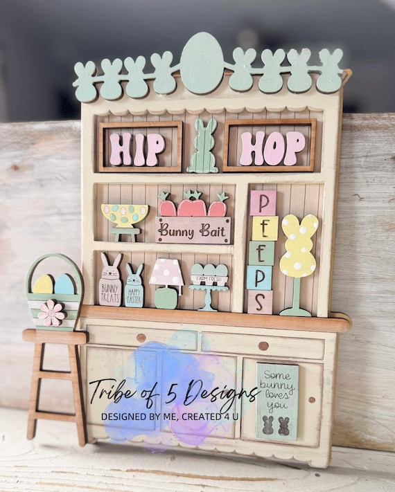 Easter Hutch Shelf Sitter Svg | Easter Shelf Sitters Svg | Easter Decor Signs | Interchangeable Signs Svg | Shelf Sitters | Wooden Signs |