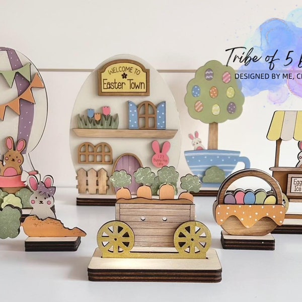 Easter Shelf Sitters Svg | DIY Easter Shelf Sitters | Tiered Tray Signs Svg | Easter Tiered Tray Signs Svg | Easter Decor | Easter Signs Svg