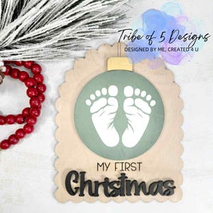Mein erstes Weihnachtsfest Handabdruck Fußabdruck Baby Schilder | Mein erstes Weihnachtsmotiv | Babys erste Weihnachtsschilder | DIY Baby Schilder |
