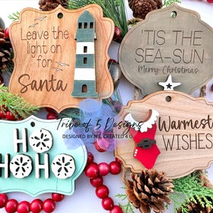 Strand kerst ornamenten Svg | Strand ornamenten Svg | Warmste wensen Svg | Laser ornamenten Svg | Strandhuis ornamenten Svg | Glowforge-svgs