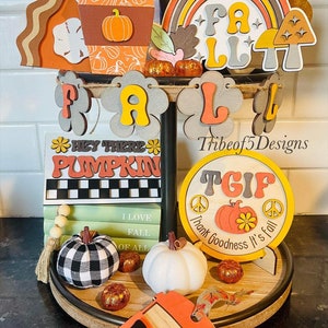 Fall Tiered Tray Svg | Retro Fall Tiered Tray Svg | Autumn Tiered Tray Svg | Fall TIer Tray Svg | Laser Ready FIles Svg | Glowforge Files |