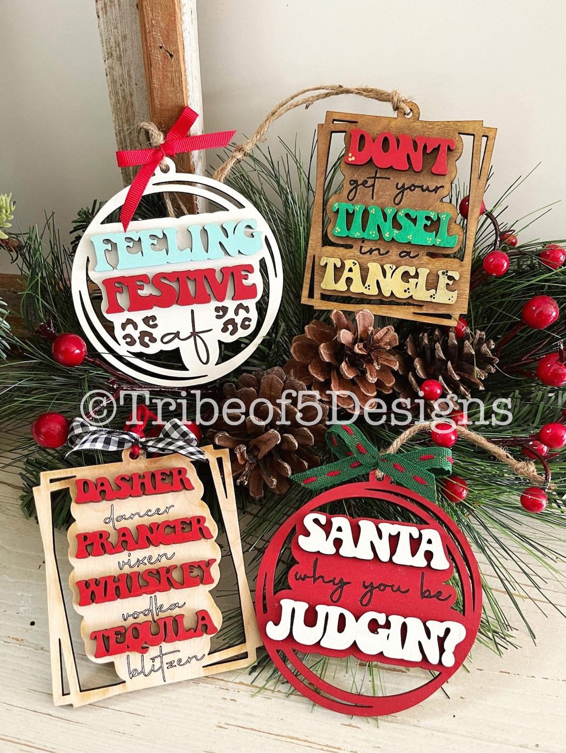Wood Ornaments Svg Funny Ornaments Svg Christmas Ornaments Etsy