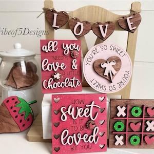 Valentine&#39;s Day TIered Tray Svg | Valentine&#39;s Day Tier Tray Svg | Valentine&#39;s Day Signs Svg | Laser Ready Files | Glowforge Files Svg |