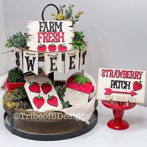 Strawberry Tiered Tray Svg | Strawberry Tier Tray Svg | Summer Tiered Tray Svg | Glowforge Files | Laser Files | Laser Svg | Glowforge Svg |